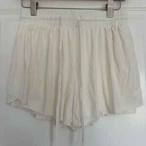 Lightweight White Elastic Waist Shorts